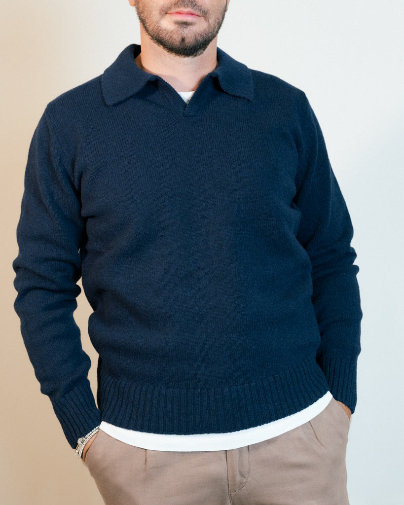 Moretta Wool Polo Navy