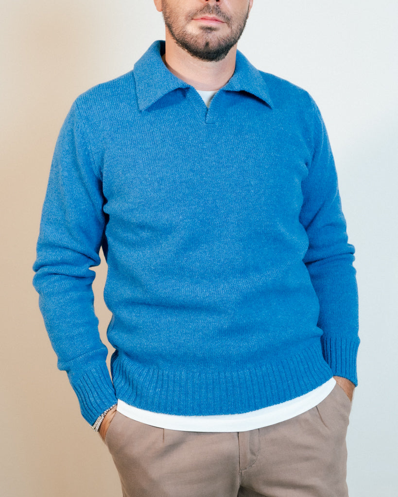 Moretta Wool Polo Zaffiro